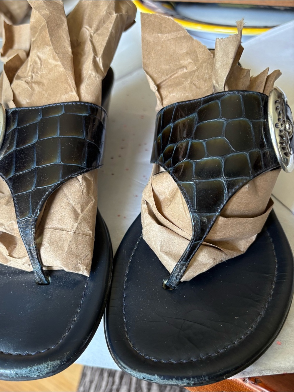 Brighton Wedge Sandals Navy size 8.5